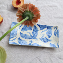 Load image into Gallery viewer, Long Hand Painted Heron Trinket Dish - Royal Blue
