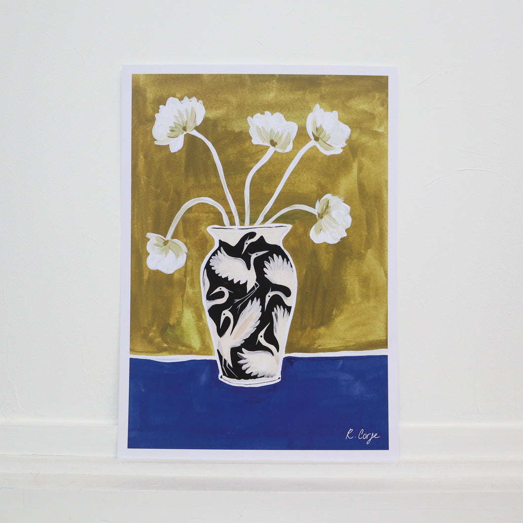 Sample Sale: A3 Blue Olive Vase Print