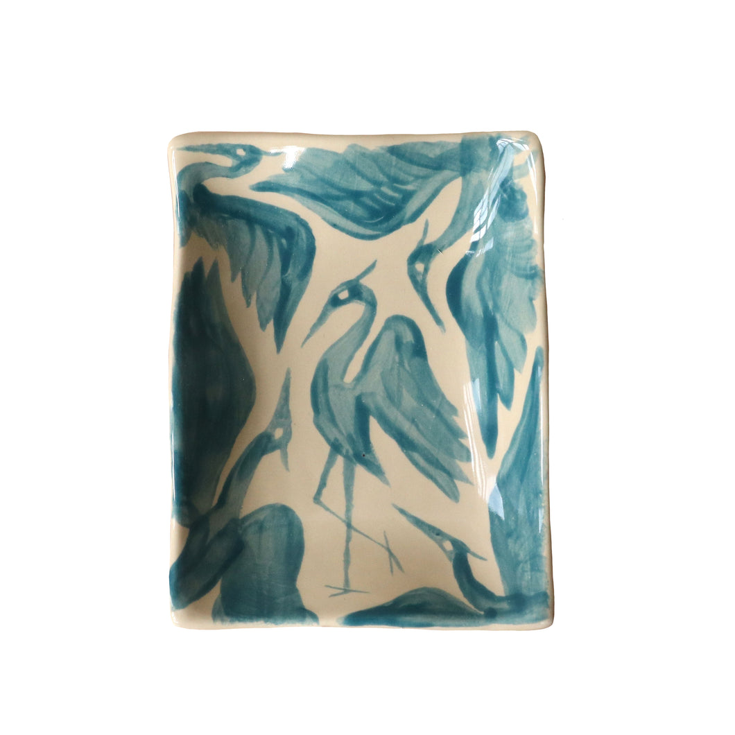 Herons Small Hand painted Trinket Dish - Teal