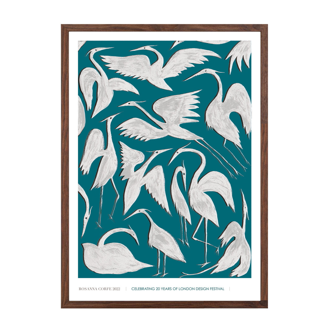 A4 Limited Edition LDF Herons Print - Teal